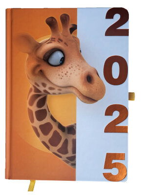 2025 ADINA Motiv-Wochenkalender Giraffe A5 1 W= 2S Eckperforation Leseband Stiftehalterung