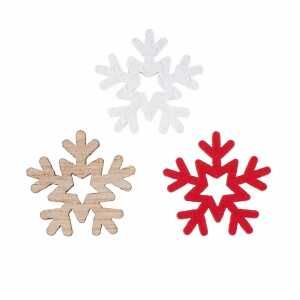GLOREX Bastelset Holz-Streuteile Schneeflocken