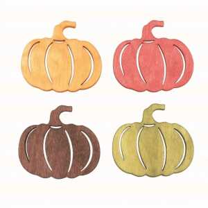 GLOREX Bastelset Holz-Streuteile Kürbis rund