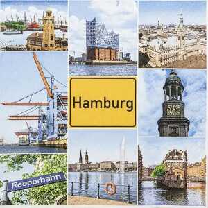 HOME FASHION Servietten Hamburg Sights 3-lagig 33x33cm 20 Stück