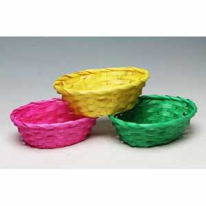 Bambuskorb rund rosa gelb grün 20x8cm 3fach sortiert