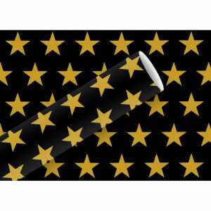 Braun & Company Geschenkpapier Stars Alu schwarz-gold 70cmx1,5m