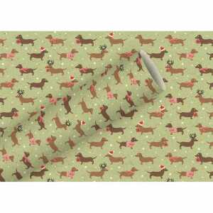 Geschenkpapier By Nature Gras Weihnachtsdackel 70cmx1,5m