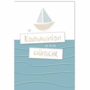 Kurt Eulzer Glückwunschkarte Kommunion Segelschiff