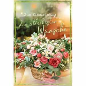 Kurt Eulzer Glückwunschkarte Geburtstag Blumenkorb