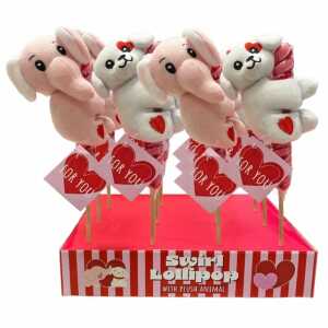 Swirl Lollipop mit Plüschtier 2fach sortiert