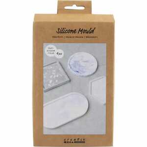 creativ company Silikonformen Quadrat, Kreis, Sechseck u Oval 4 Stück