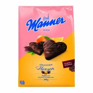 Manner Orangen Herzen Waffelherzen mit feiner Orangencreme 300g