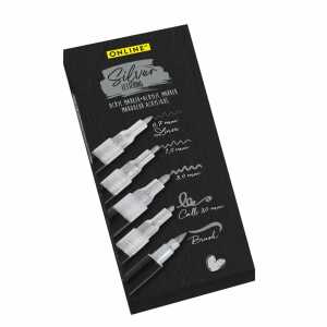 ONLINE Acryl Marker Silver Lettering 5 Stück