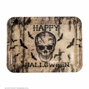 WIDMANN Tablett Happy Halloween Totenkopf 33x24cm