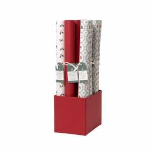 RÖSSLER Geschenkpapier Weihnachtszauber Ilex/Rot 50x70mm 3fach sort