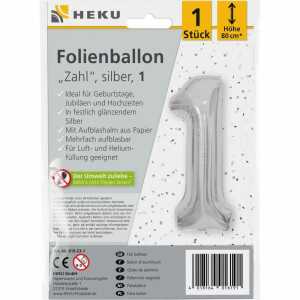 Folienballon Zahl 1 silber 80cm