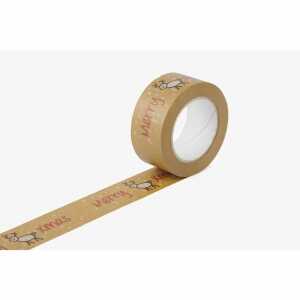 Klebeband Merry Xmas mit Rentier Papier braun 25mx50mm