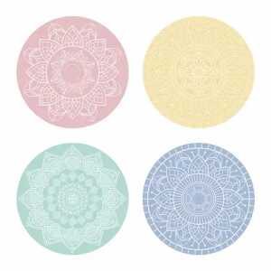Platzdecke Mandala rund rosa, gelb, grün, blau 38cmx0,4mm 4fach sort