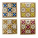 Holzspiel Tic Tac Toe blau, rot, orange, gelb 14x14cm...