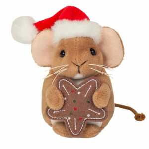 Teddy-Hermann Plüsch Weihnachtsmaus mit Keks braun 11cm