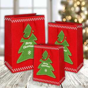 Geschenktasche Samtpapier beflockt 18x11x23cm Weihnachten