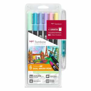 Brush Pens Pastel 6er & Wassertankpinsel gratis