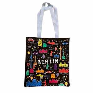 Muddastadt Baumwollbeutel Berlin Scribble schwarz
