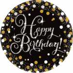 Pappteller Happy Birthday Sparkling schwarz/silber/gold...
