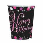 amscan Pappbecher Happy Birthday Sparkling pink 250ml 8...