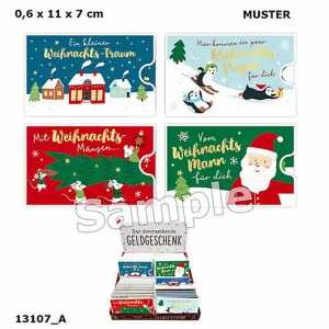 DEPESCHE Gutscheinkärtchen Weihnachten 110x6x70mm 4fach sortiert