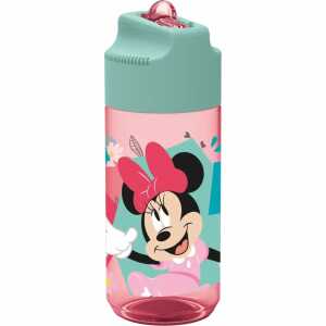 Trinkflasche Minnie Mouse 360ml transparent/rosa/hellgrün Ø65x180mm