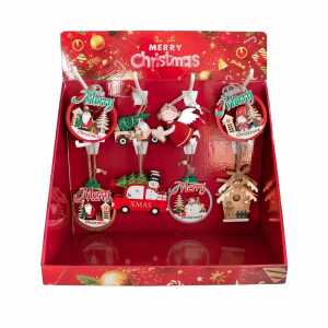 Iden Basic Display Weihnachtsanhänger mehrfarbig 64 Stück 8 Motive