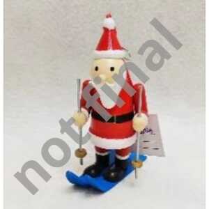 Iden Basic Weihnachts-Anhänger Weihnachtsmann auf Skiern rot groß Holz
