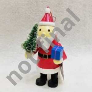 Basic Weihnachts-Anhänger Weihnachtsmann m Tanne u Geschenk groß Holz