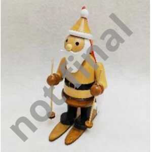 Basic Weihnachts-Anhänger Weihnachtsmann auf Skiern gelb groß Holz