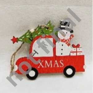 Iden Basic Weihnachts-Anhänger Schneemann im Auto klein Holz