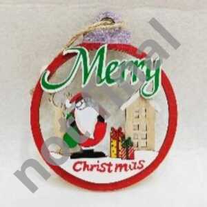 Iden Basic Weihnachts-Anhänger Weihnachtsmann Rahmen rot klein Holz