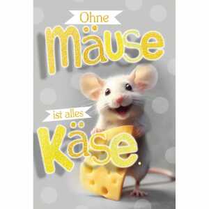 Kurt Eulzer Gutscheinkarte Maus Käse Glimmereffekt