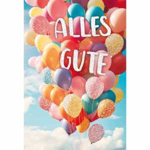 Kurt Eulzer Glückwunschkarte Allgemein bunte Luftballons Glimmereffekt