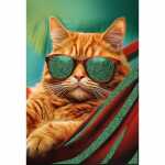 Kurt Eulzer Grußkarte Blanko Katze Sonnenbrillen...
