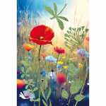 Kurt Eulzer Grußkarte Blanko bunte Blumen Libelle