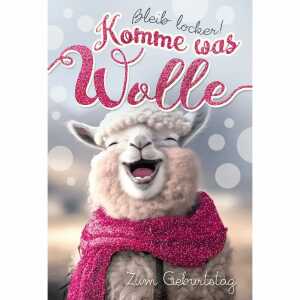 Kurt Eulzer Glückwunschkarte Geburtstag Schaf lachend Wolle