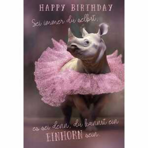 Kurt Eulzer Glückwunschkarte Geburtstag Nashorn Tutu Ballettrock