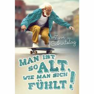 Kurt Eulzer Glückwunschkarte Geburtstag alter Mann Skatboard