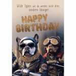 Kurt Eulzer Glückwunschkarte Geburtstag Hunde Biker...