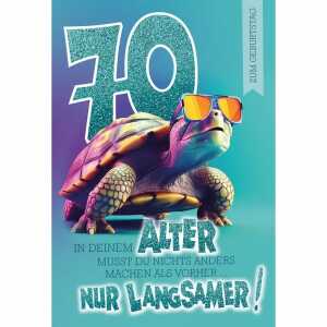 Kurt Eulzer Glückwunschkarte 70. Geburtstag Schildkröte Sonnenbrille