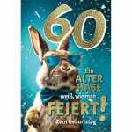 Kurt Eulzer Glückwunschkarte 60. Geburtstag Hase Brille