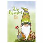 Kurt Eulzer Gutscheinkarte Pop-up Wichtel Gartenzwerg Spaten