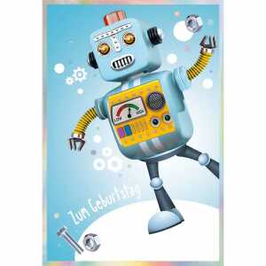 Kurt Eulzer Glückwunschkarte Geburtstag Kinder Pop-up Roboter