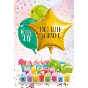 Glückwunschkarte Geburtstag Pop-up Luftballons Kerzen Smiley
