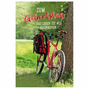 Kurt Eulzer Glückwunschkarte Geburtstag Pop-up rotes Fahrrad Biker