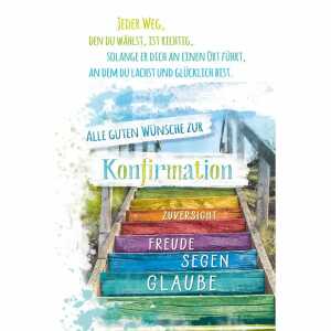 Glückwunschkarte Konfirmation Treppe Stufen Freude Segen Zuversicht