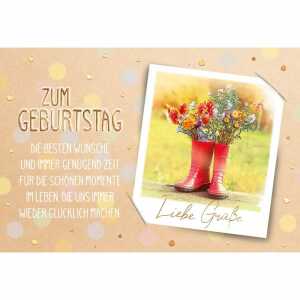 Kurt Eulzer Glückwunschkarte Geburtstag Foto Stiefel Blumen