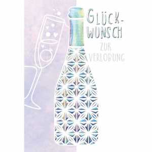 Kurt Eulzer Glückwunschkarte Verlobung Flasche Sektglas
